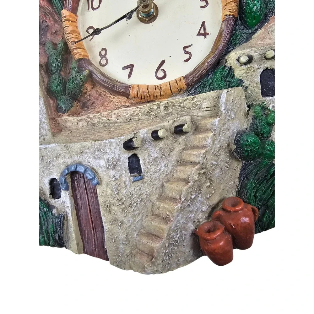 Mallory Lane Southwestern Desert Adobe Cactus Howling Wolf 3D Resin Wall Clock